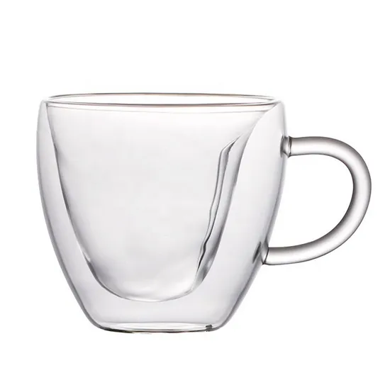 Glass Cup Double Wall Beer Mug with Handle and Bamboo Lid