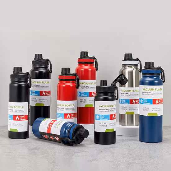 2022 새로운 와이드 입 이중 벽 스포츠 요가 진공 절연 스테인레스 스틸 체육관 스포츠 물병 밀짚 뚜껑 친환경